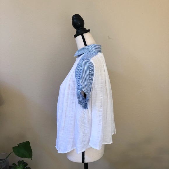 Free people, white cotton gauze with stripe shirt - Picture 3 of 8